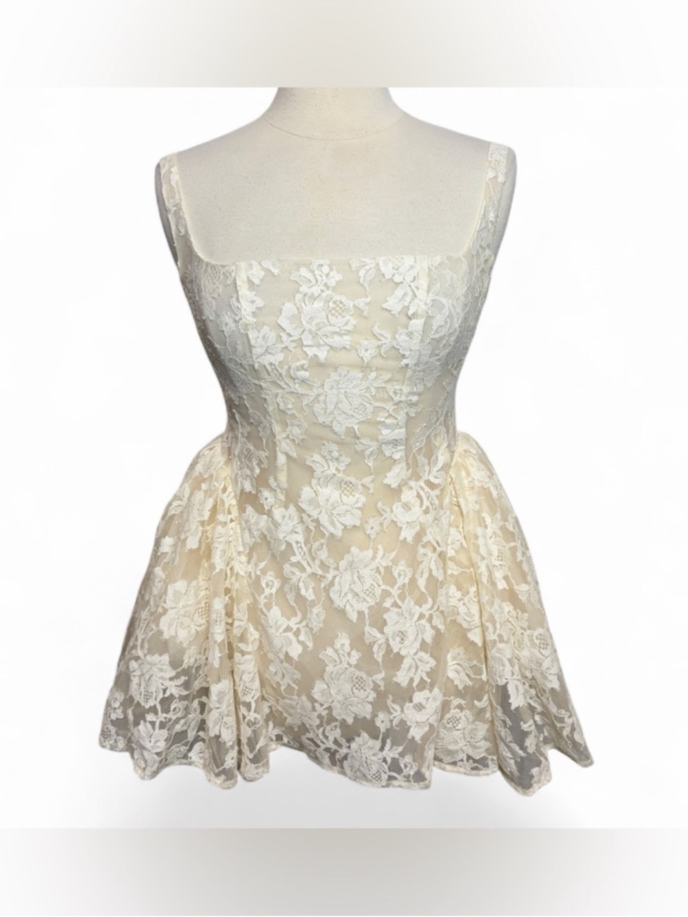 NWT MISS ROSIER Boutique Euphemia Cream White Floral Lace Mini Dress - Picture 4 of 14